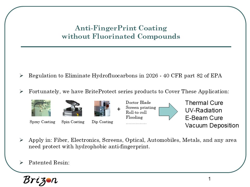 Anti-FingerPrint Coating without Fluorinated Compounds